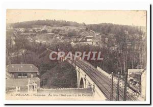 Meulan Old Postcard Panorama Far Hardricourt and Coteaux (train)