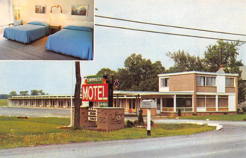 Kingston Ontario Canada 1960s Postcard Embassy Motel Roadside