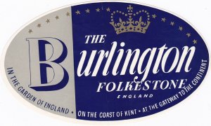 England Folkestone Burlington Hotel Vintage Luggage Label sk3476