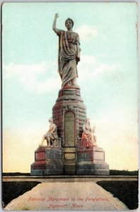 Plymouth MA-Massachusetts, National Monument of The Forefathers, Postcard