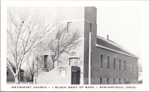 Postcard Methodist Church in Springfield, Colorado