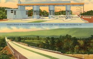 PA -  Pennsylvania Turnpike, Longest Stretch on Turnpike & Toll Gate Near Car...