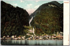 Hallstatt Austria Buildings Mountain Trails Pathways Postcard