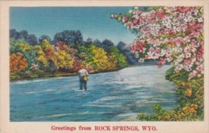 Wyoming Greetings From Rock Springs Fishing Scene