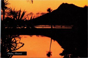 Oahu Sunset Hawaii Postcard Air New Zealand Mount Cook Line