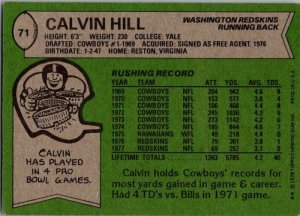 1978 Topps Football Card Calvin Hill Washington Redskins sk7437