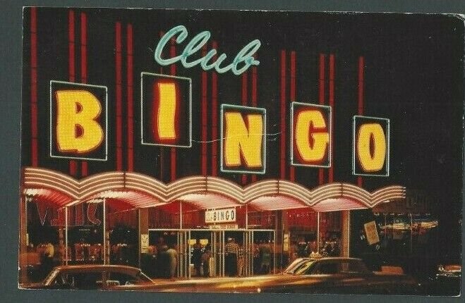Ca 1950 PPC Club Bingo Downtown Las Vegas Unposted Corner Crease