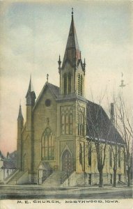 1908 Northwood Iowa ME Church hand colored Postcard 20-12559