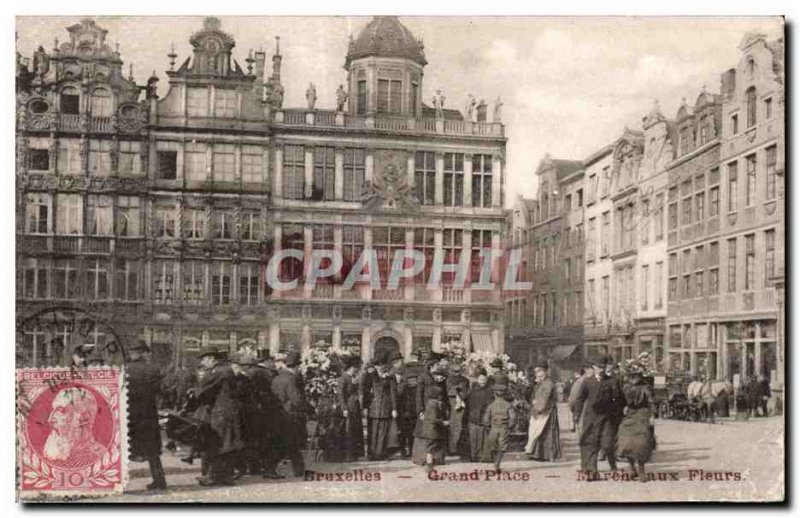 Old Postcard Belgium Brussels Grand Place Flower Power