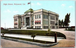 High School Building Campus Hollywood California CA Roadway Postcard