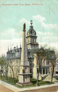 Vintage Postcard; Stephenson County Court House, Freeport IL Wheelock