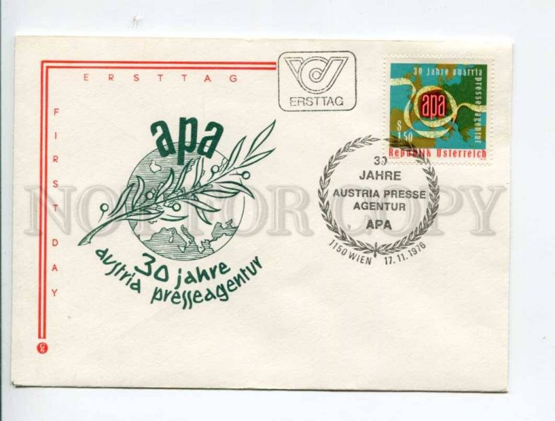 290956 AUSTRIA 1976 First Day COVER APA 30 years