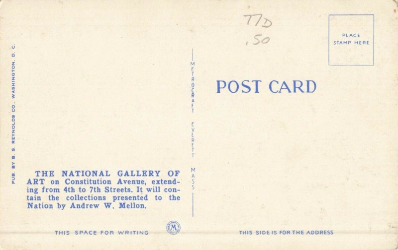 Postcard National Art Gallery Washington DC