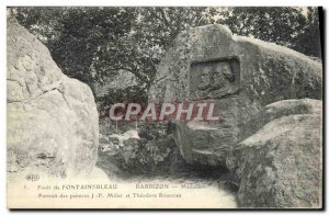 Old Postcard Foret De Fontainebleau Barbizon Medallion Portrait of JF Millet ...