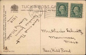 Tuck Christmas Holly Landscape c1910 Vintage Postcard