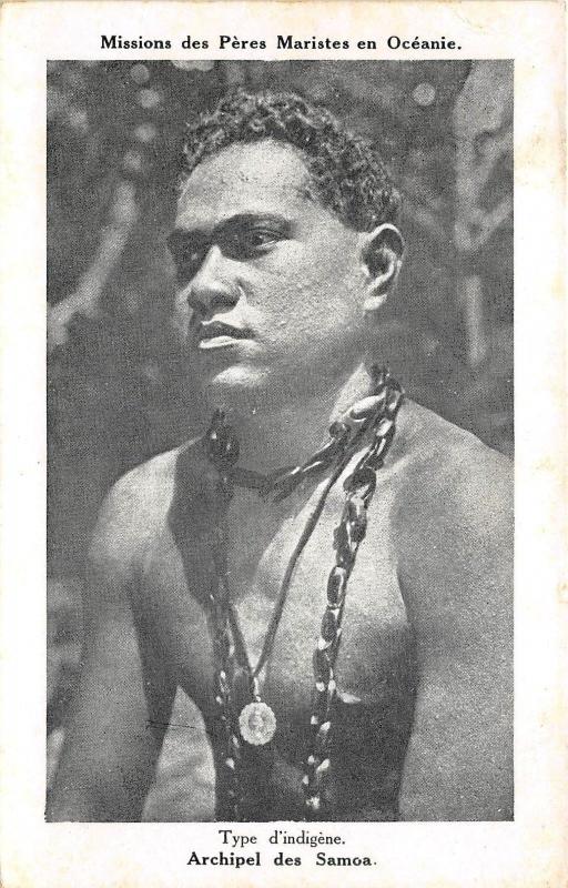 B84872 type d indigene man  types folklore   oceania samoa