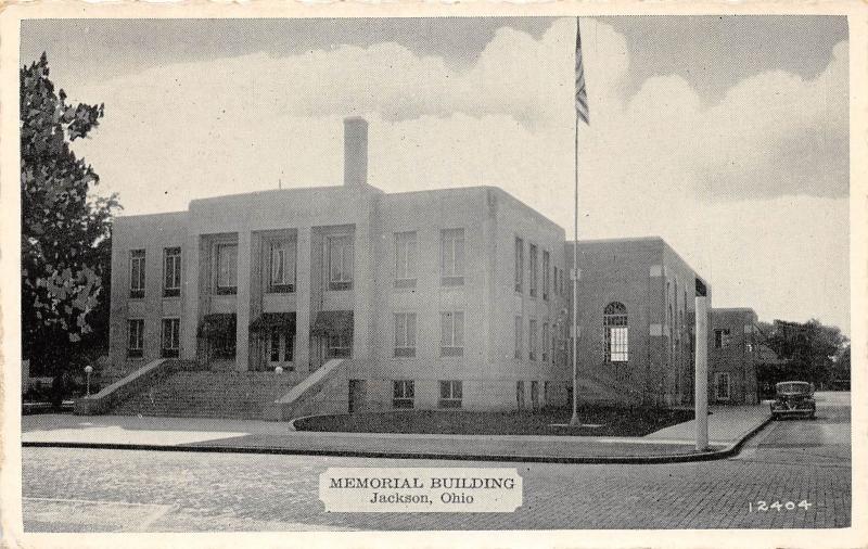 E58/ Jackson Ohio Postcard County c1940s Memorial Building