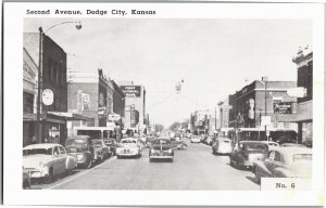 View of Second Avenue, Dodge City KS Business District Vintage Postcard C26