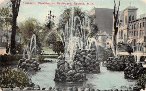 Detroit Michigan~Washington Boulevard Fountain~Rock Piles in Water~1910 Pc