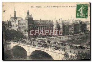 Old Postcard Paris Bridge in Field and the Palace of Justice