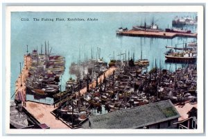 Ketchikan Alaska AK Postcard Fishing Fleet Port Dock Boats Exterior View c1920