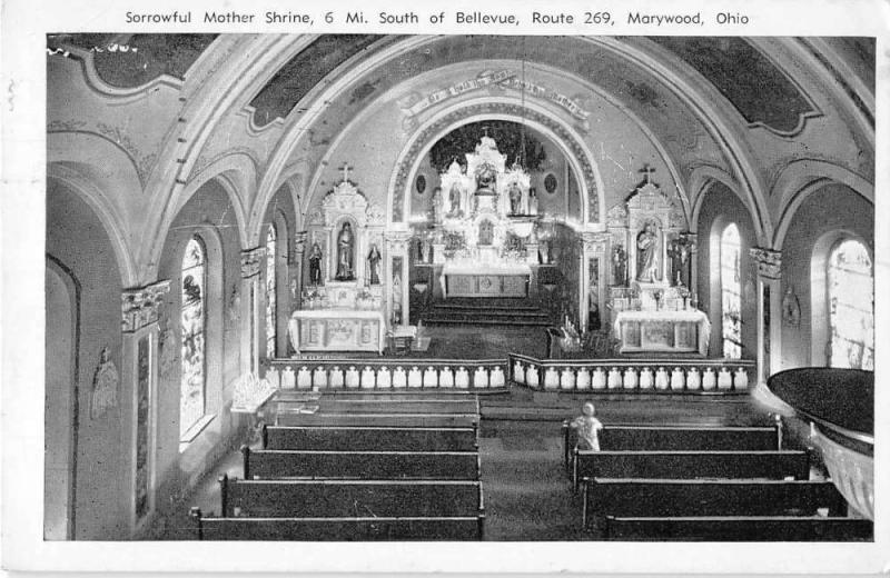 Marywood Ohio Sorrowful Mother Shrine Interior Antique Postcard J52365
