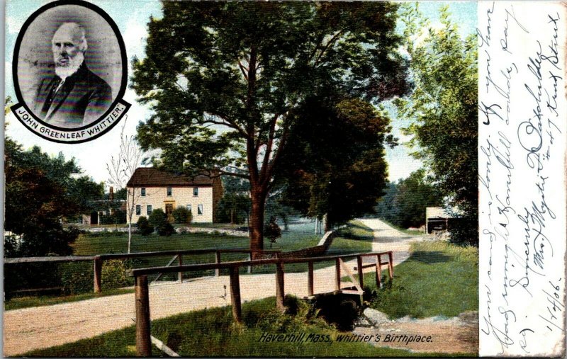 Whittier birthplace Haverhill MA old bridge c1905