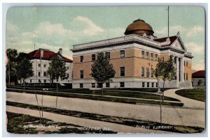 Rockford Illinois IL Postcard Memorial Hall Public Library Roadside Scene 1909