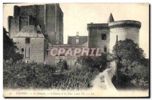 Old Postcard Chateau Loches The dungeon entrance and the Tower Louis XI