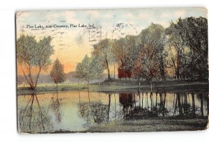 Pine Lake Indiana IN Postcard 1911 Pine Lake Near Cemetery