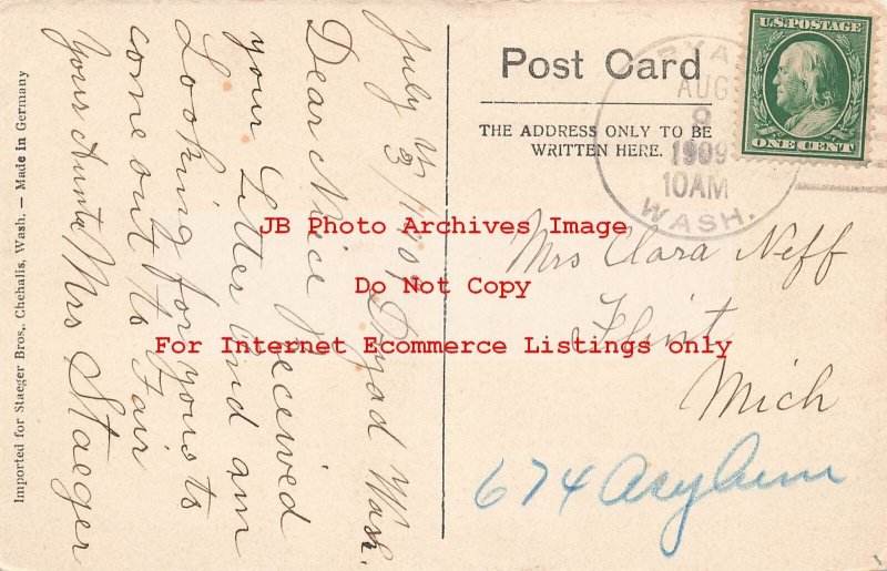 WA, Chehalis, Washington, Post Office Building, 1909 PM, Steager Bros Pub