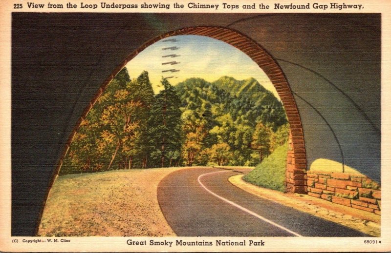 Tennessee Smoky Mountains View From Loop Underpass Showing Chimney Tops & New...