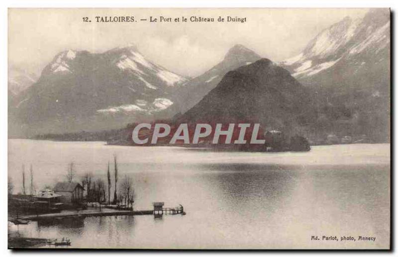 Old Postcard Talloires harbor and castle of Duingt