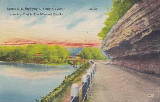 Scenic U S Highway 71 Along Elk River Entering Noel In The Missouri Ozarks Mi...