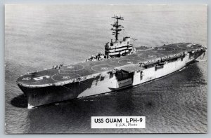 Postcard USS Guam LPH-9 Navy Aircraft Carrier Naval Ship Military RPPC