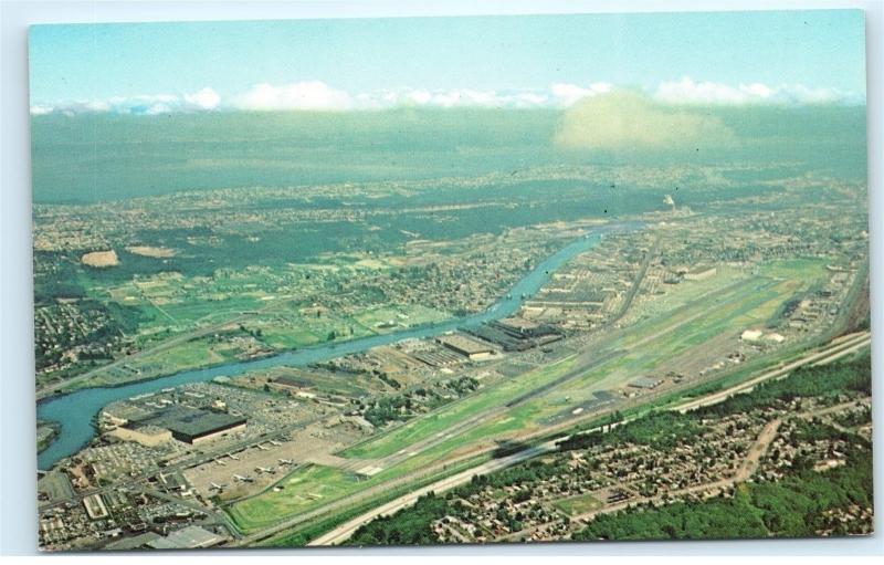 Aerial View Boeing Company Jets Airstrip Factory Seattle Washington Postcard C02