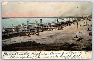 1910's Memphis Wharf Looking North Memphis Tennessee TN Boats & Ships Postcard