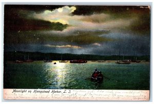 1907 Moonlight On Hempstead Harbor Long Island New York NY, Moon View Postcard