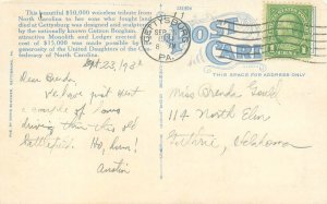 Gettysburg PA NC Tribute to Her Soldiers 1931 WB  Postcard Used
