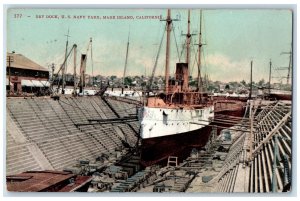 1907 Dry Dock US Navy Yard Ship Boat Building Mare Island California CA Postcard