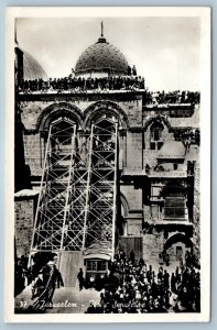 Jerusalem Israel Postcard Holy Sepulchre 1960 Vintage Posted RPPC Photo