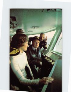 Postcard President and Mrs. Carter take the wheel of the USS Eisenhower NC USA