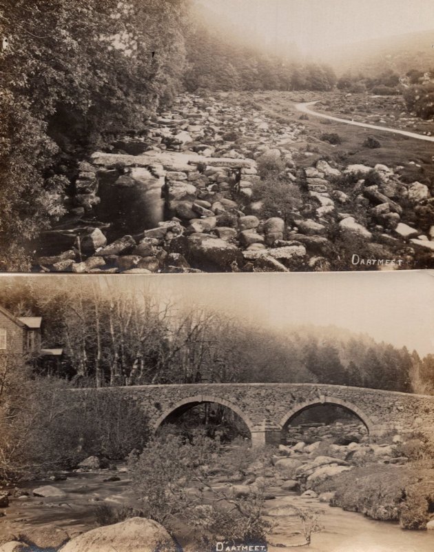 Dartmeet Bridge 2x Old Real Photo Postcard s