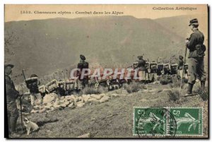 Old Postcard Militaria Alpine hunters in the Alps Fighting