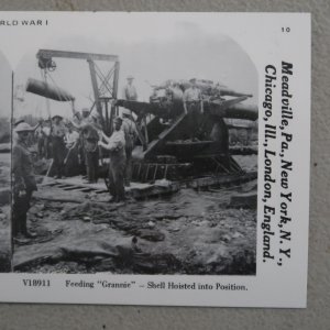 World War 1 Grannie American Cannon Shell Hoisted Stereoview Keystone A3