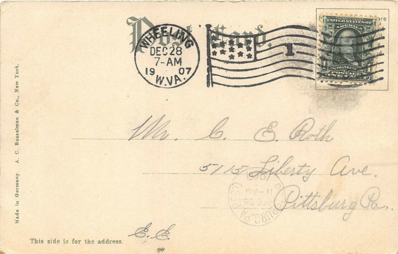 Wheeling West Virginia 1907 Postcard City Hall