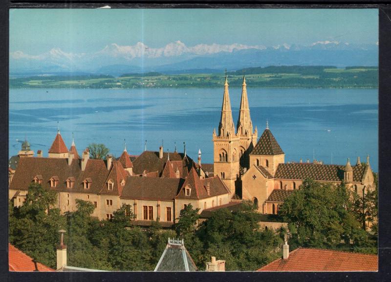 Chateau et Collegiale de Neuchatel,Lac et Chaine des Alpes,Switzerland BIN