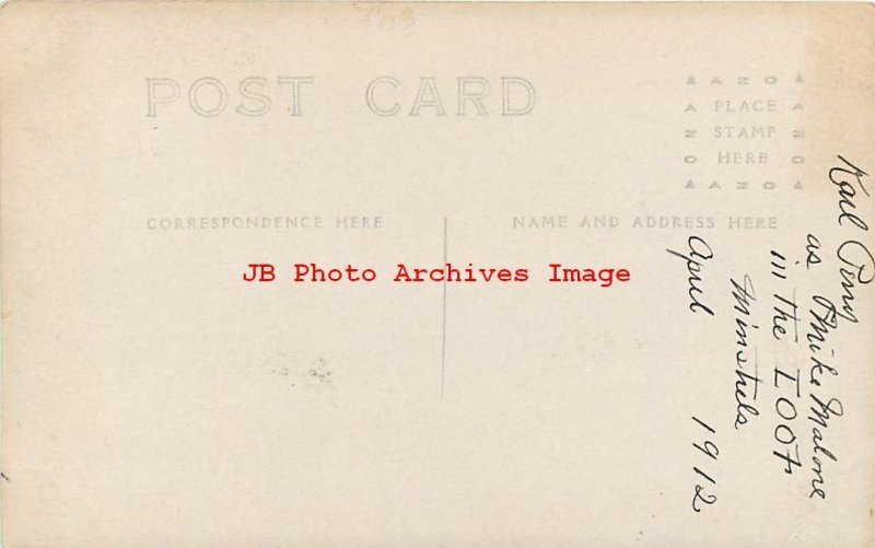 Studio Shot, RPPC, Karl Perry as Mike Malone in the IOOF Minstrels, 1912, Photo