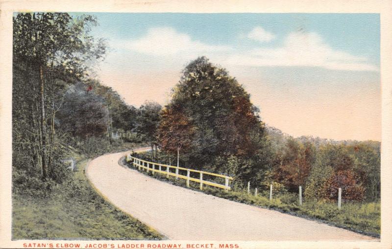 Becket Massachusettts Santan's Elbow-Jacob's Ladder Roadway POSTCARD 1920s