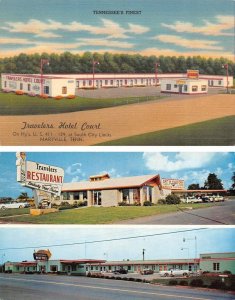2~Postcards Maryville, TN Tennessee  TRAVELERS MOTEL~Rube Huddleston ROADSIDE